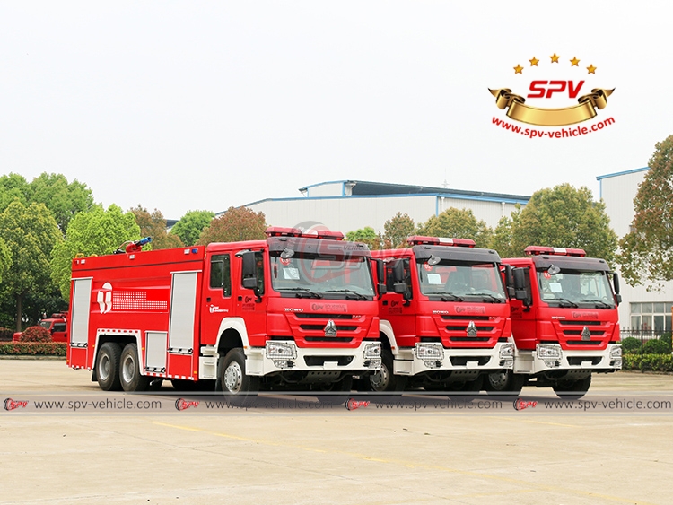 SPV-vehicle - 3 Units of Fire Rescue Trucks Sinotruk - Right Front Side View